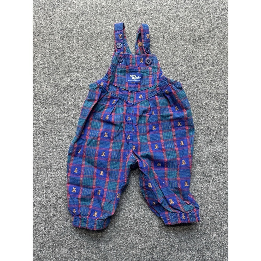Baby Oshkosh B'Gosh Vestbak Pink Blue With Teddy Bears‎ Overalls Vintage